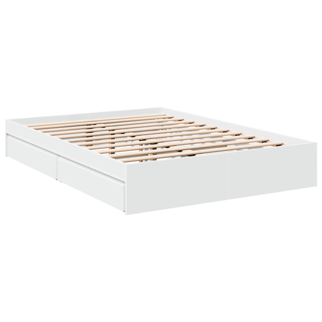 Bedframe met lades bewerkt hout wit 140x200 cm is nu te koop bij PeponiXL, paradijselijk wonen!