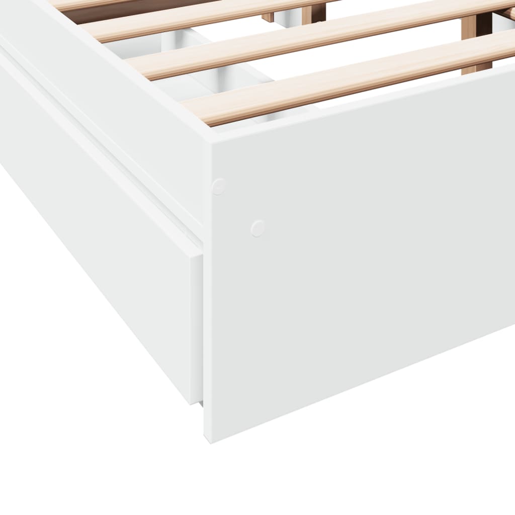 Bedframe met lades bewerkt hout wit 140x200 cm is nu te koop bij PeponiXL, paradijselijk wonen!