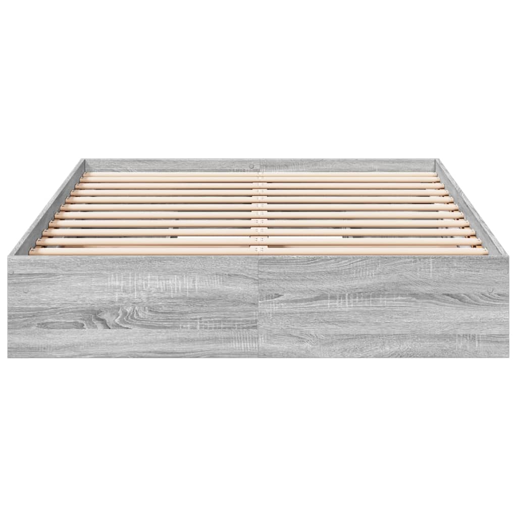 Bedframe met lades bewerkt hout grijs sonoma eiken 140x200 cm is nu te koop bij PeponiXL, paradijselijk wonen!