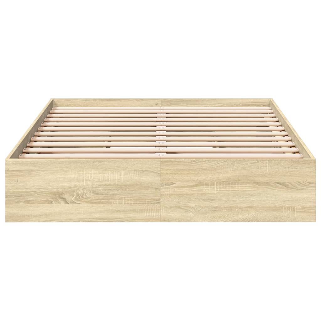 Bedframe met lades bewerkt hout sonoma eikenkleurig 120x200 cm is nu te koop bij PeponiXL, paradijselijk wonen!