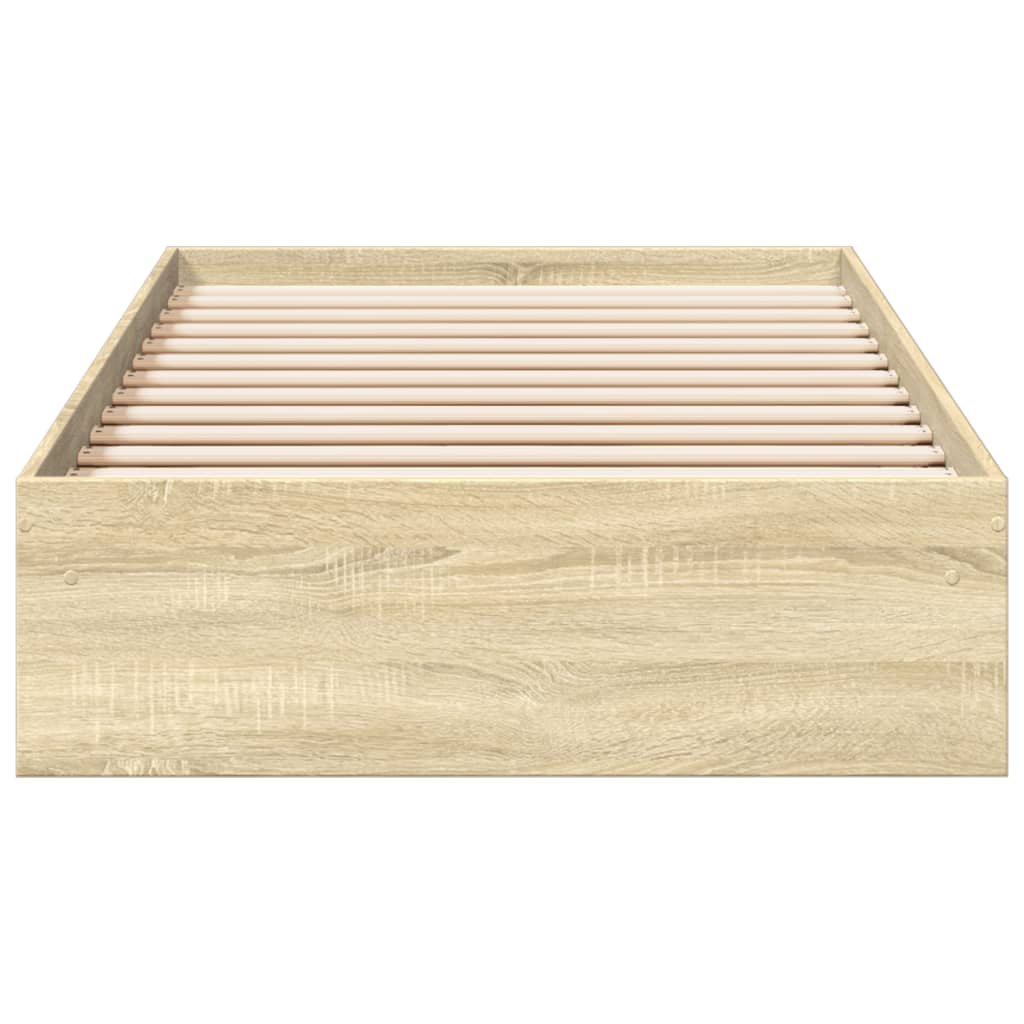 Bedframe met lades bewerkt hout sonoma eikenkleurig 100x200 cm is nu te koop bij PeponiXL, paradijselijk wonen!