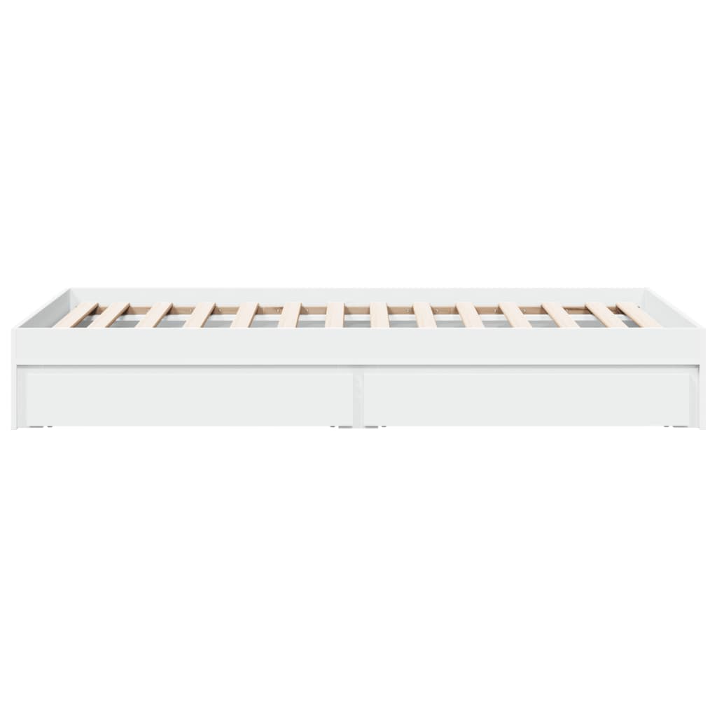 Bedframe met lades bewerkt hout wit 90x200 cm is nu te koop bij PeponiXL, paradijselijk wonen!