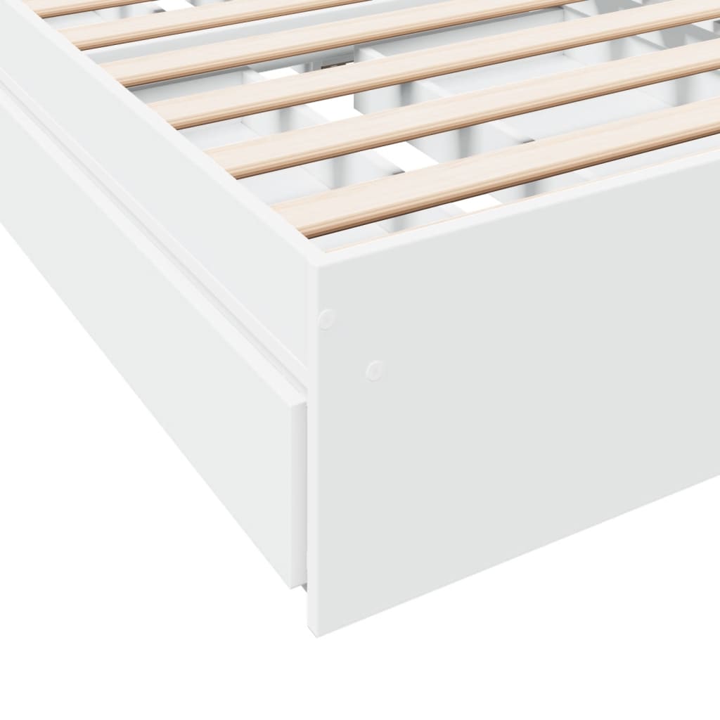Bedframe met lades bewerkt hout wit 90x200 cm is nu te koop bij PeponiXL, paradijselijk wonen!