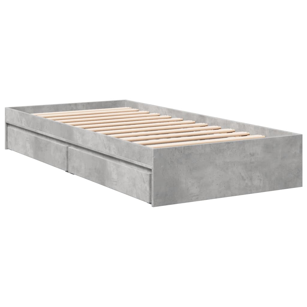 Bedframe met lades bewerkt hout betongrijs 90x200 cm is nu te koop bij PeponiXL, paradijselijk wonen!
