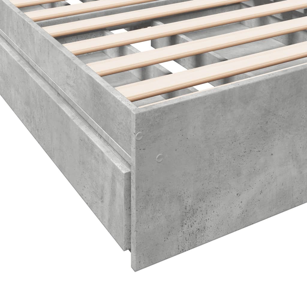 Bedframe met lades bewerkt hout betongrijs 90x200 cm is nu te koop bij PeponiXL, paradijselijk wonen!
