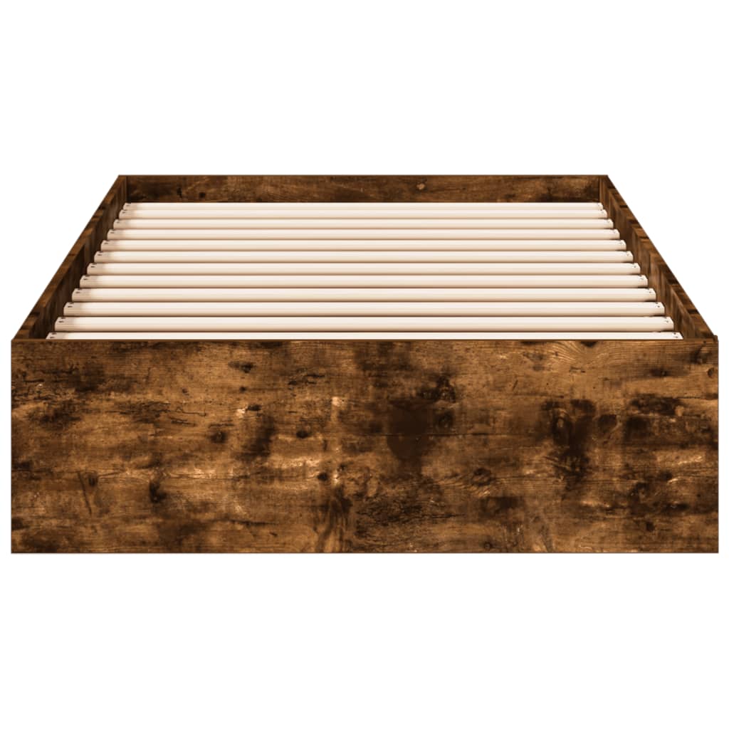 Bedframe met lades bewerkt hout gerookt eikenkleurig 90x200 cm is nu te koop bij PeponiXL, paradijselijk wonen!