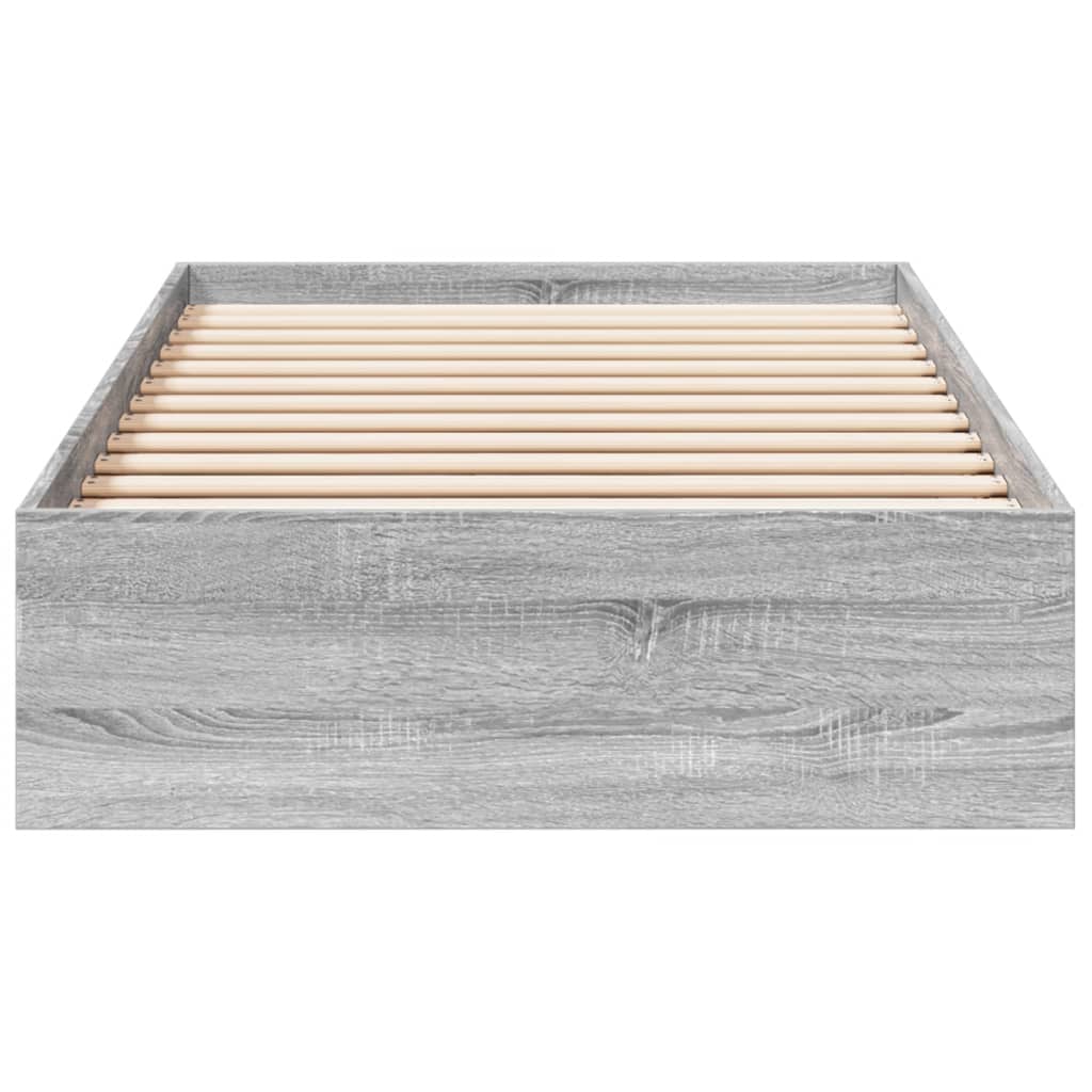 Bedframe met lades bewerkt hout grijs sonoma eiken 90x200 cm is nu te koop bij PeponiXL, paradijselijk wonen!