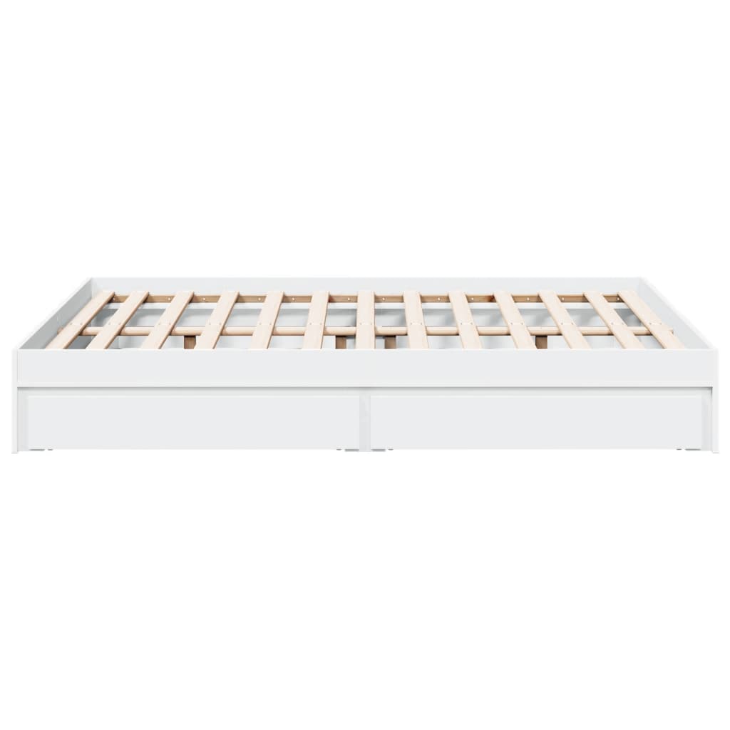 Bedframe met lades bewerkt hout wit 140x190 cm is nu te koop bij PeponiXL, paradijselijk wonen!