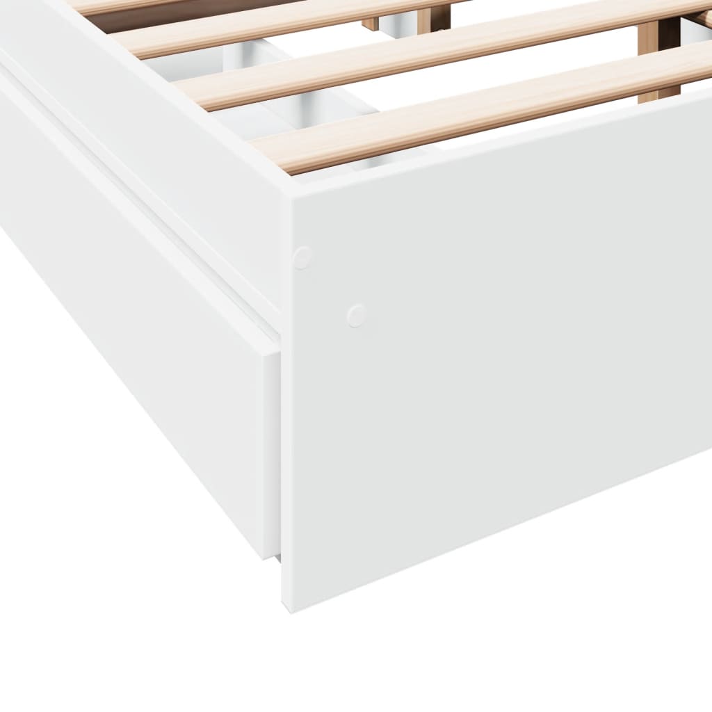 Bedframe met lades bewerkt hout wit 140x190 cm is nu te koop bij PeponiXL, paradijselijk wonen!