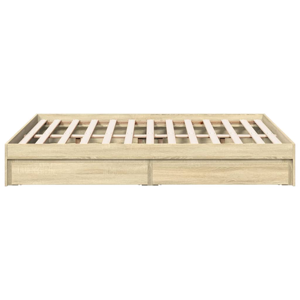 Bedframe met lades bewerkt hout sonoma eikenkleurig 140x190 cm is nu te koop bij PeponiXL, paradijselijk wonen!