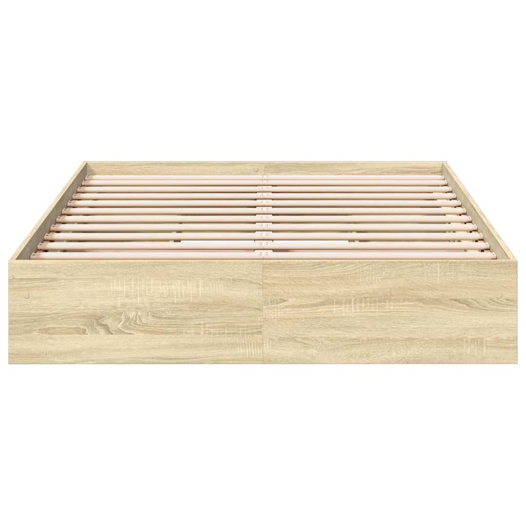Bedframe met lades bewerkt hout sonoma eikenkleurig 135x190 cm is nu te koop bij PeponiXL, paradijselijk wonen!