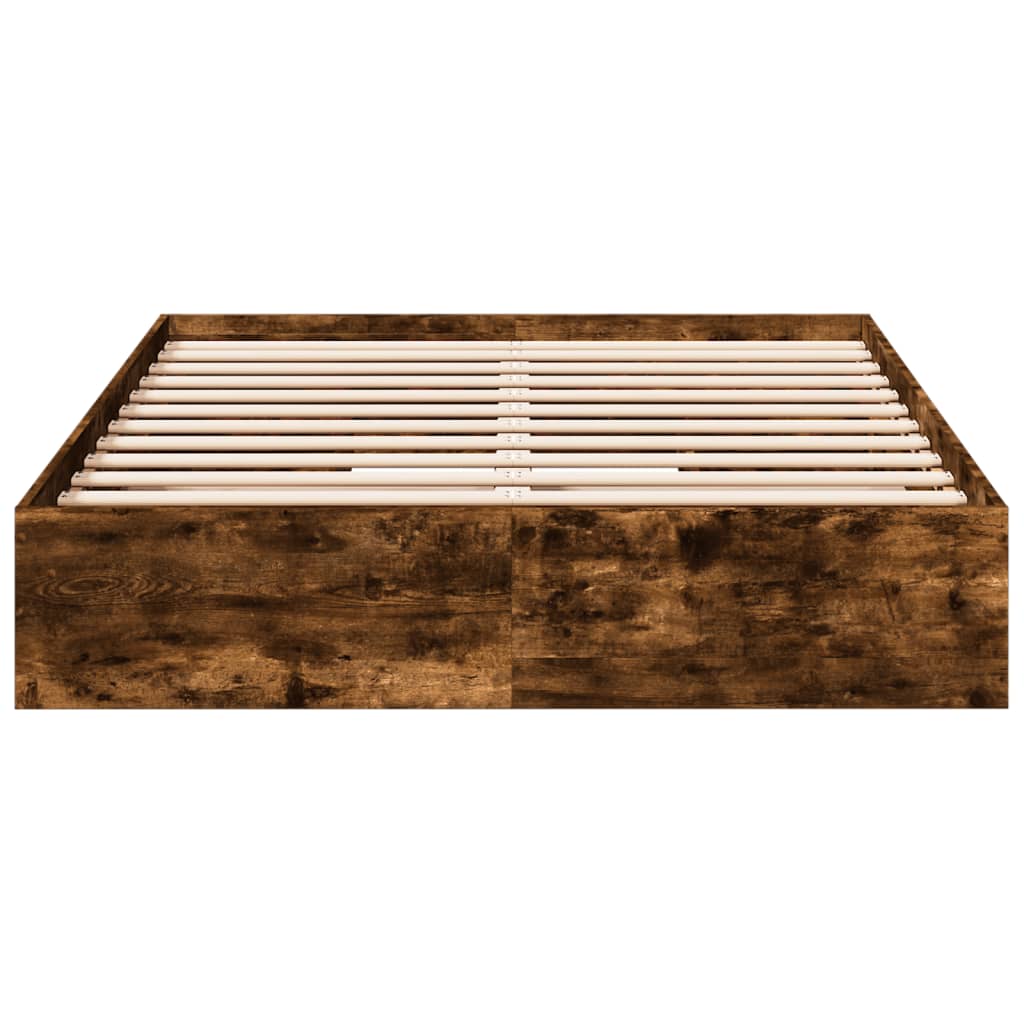 Bedframe met lades bewerkt hout gerookt eikenkleurig 135x190 cm is nu te koop bij PeponiXL, paradijselijk wonen!