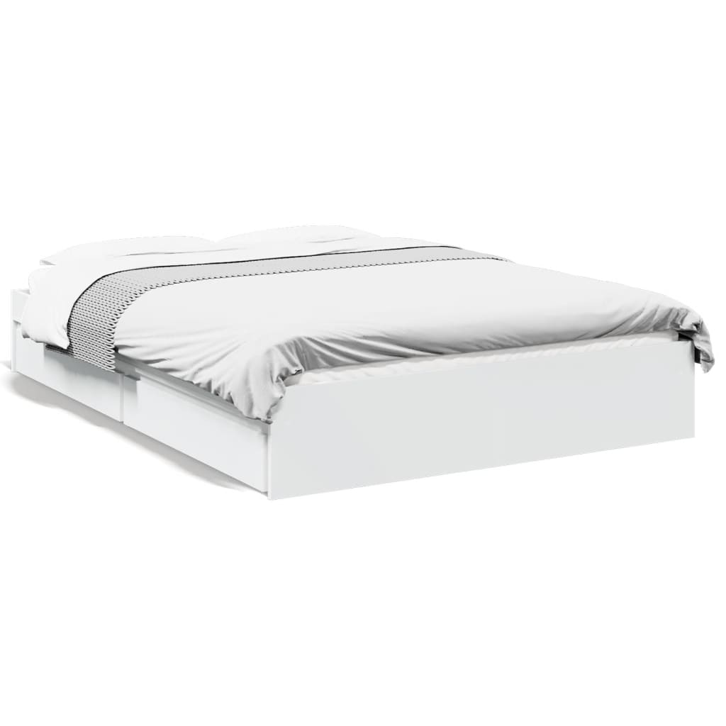 Bedframe met lades bewerkt hout wit 120x190 cm is nu te koop bij PeponiXL, paradijselijk wonen!