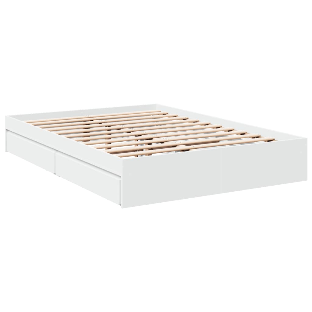 Bedframe met lades bewerkt hout wit 120x190 cm is nu te koop bij PeponiXL, paradijselijk wonen!
