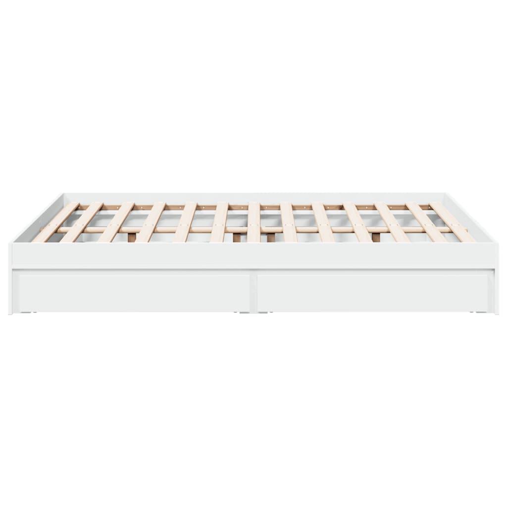 Bedframe met lades bewerkt hout wit 120x190 cm is nu te koop bij PeponiXL, paradijselijk wonen!