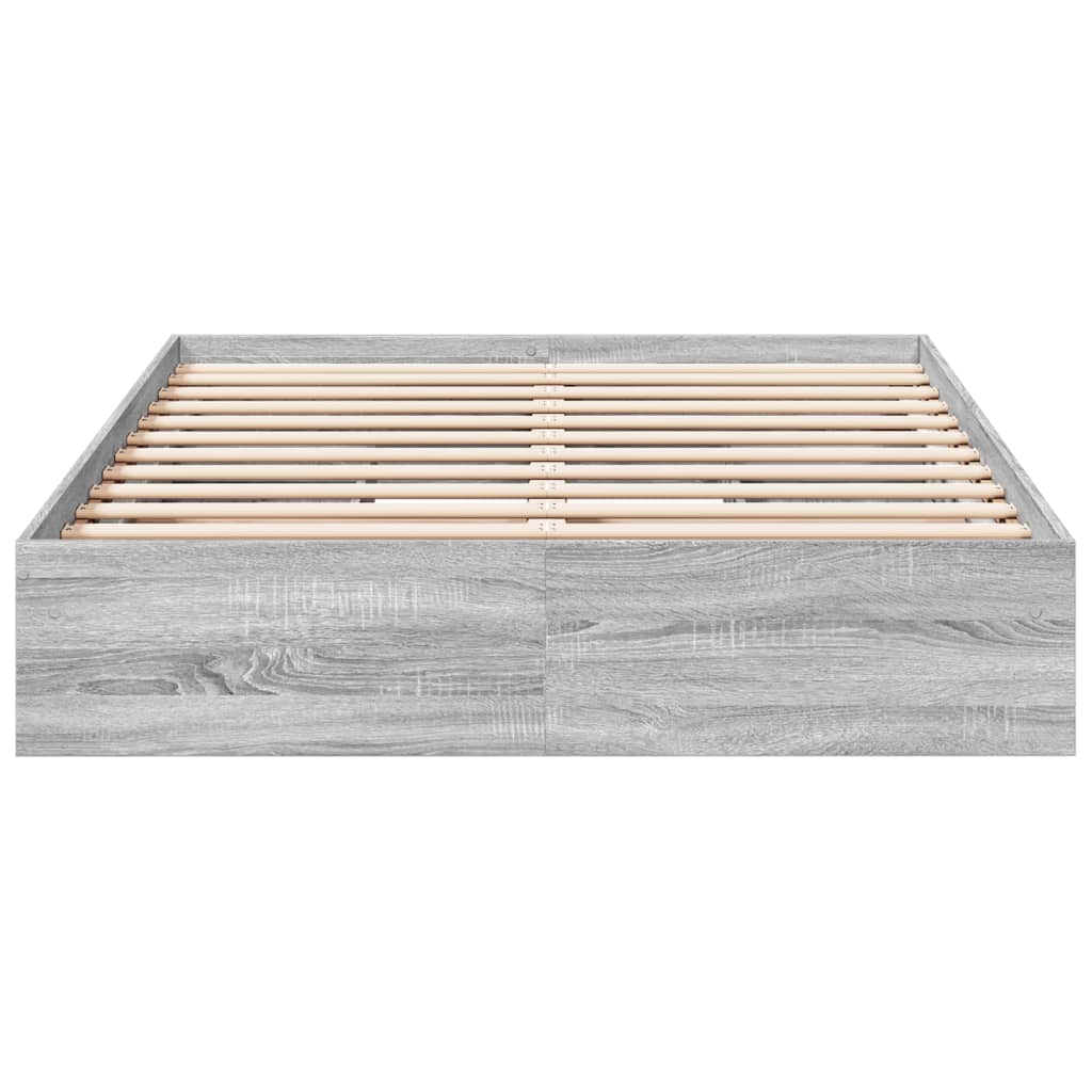 Bedframe met lades bewerkt hout grijs sonoma eiken 120x190 cm is nu te koop bij PeponiXL, paradijselijk wonen!