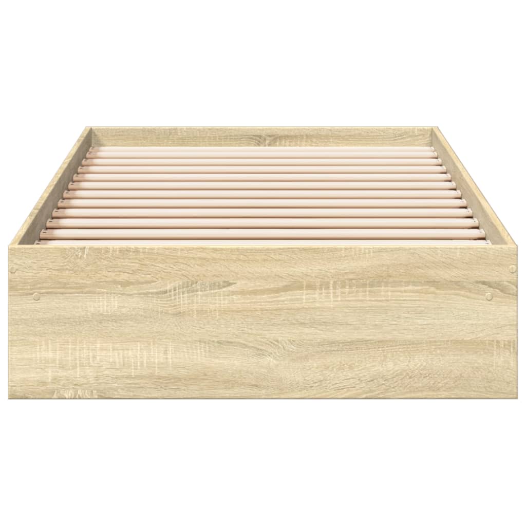 Bedframe met lades bewerkt hout sonoma eikenkleurig 90x190 cm is nu te koop bij PeponiXL, paradijselijk wonen!
