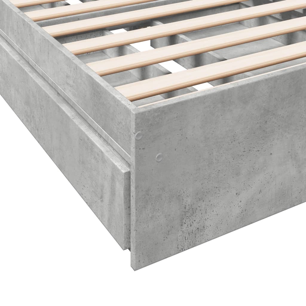 Bedframe met lades bewerkt hout betongrijs 90x190 cm is nu te koop bij PeponiXL, paradijselijk wonen!