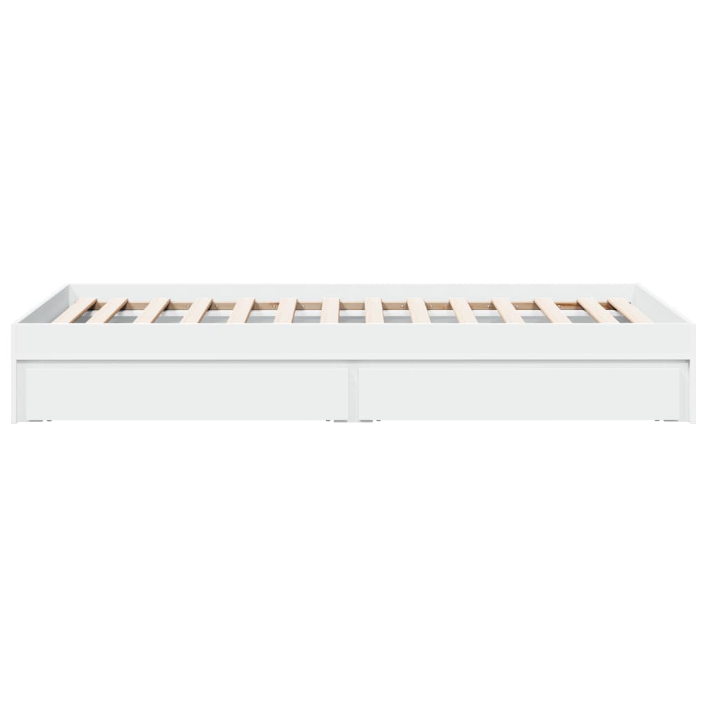 Bedframe met lades bewerkt hout wit 75x190 cm is nu te koop bij PeponiXL, paradijselijk wonen!