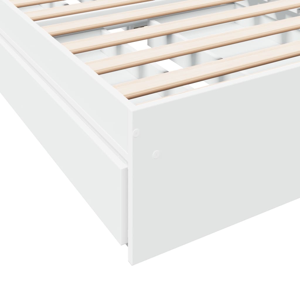 Bedframe met lades bewerkt hout wit 75x190 cm is nu te koop bij PeponiXL, paradijselijk wonen!