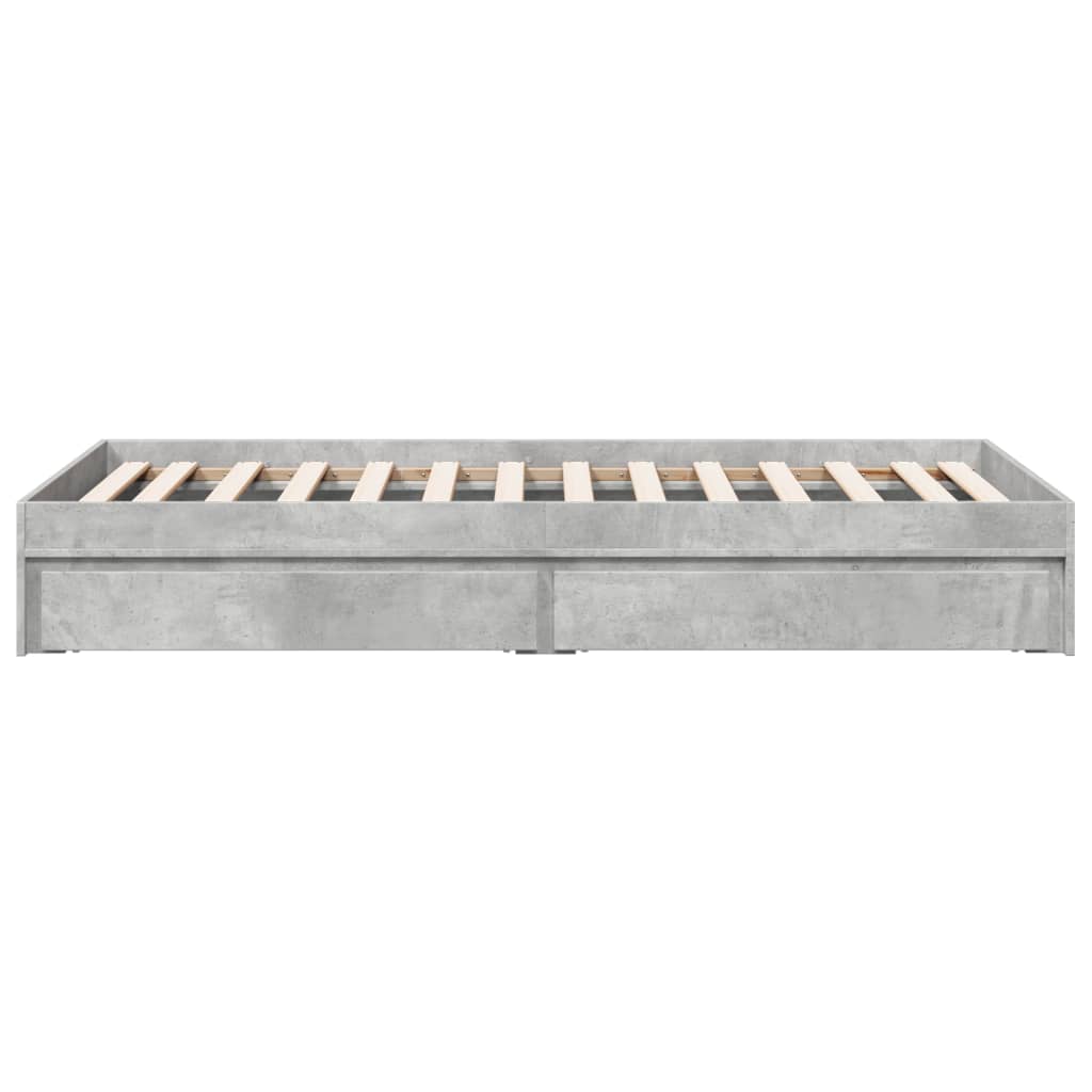 Bedframe met lades bewerkt hout betongrijs 75x190 cm is nu te koop bij PeponiXL, paradijselijk wonen!