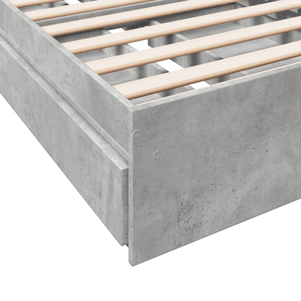 Bedframe met lades bewerkt hout betongrijs 75x190 cm is nu te koop bij PeponiXL, paradijselijk wonen!