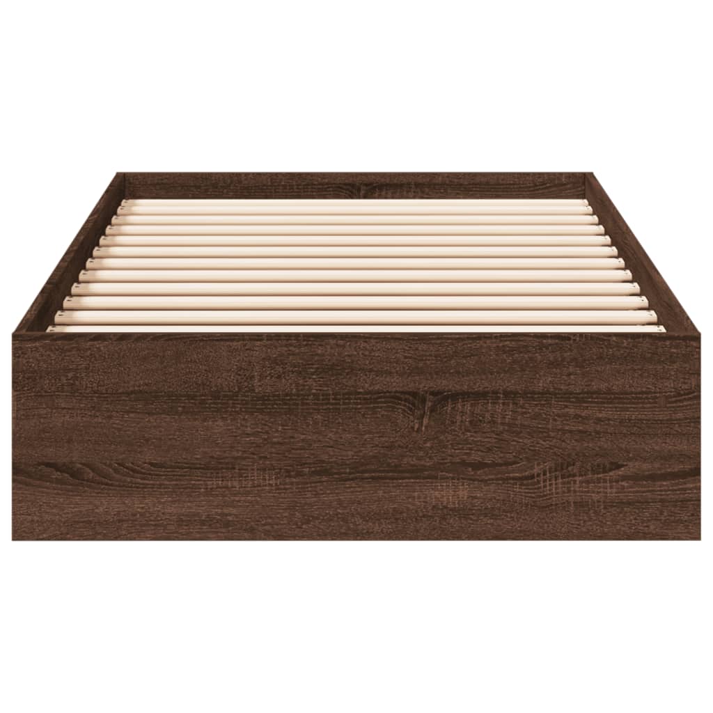 Bedframe met lades bewerkt hout bruin eikenkleurig 75x190 cm is nu te koop bij PeponiXL, paradijselijk wonen!