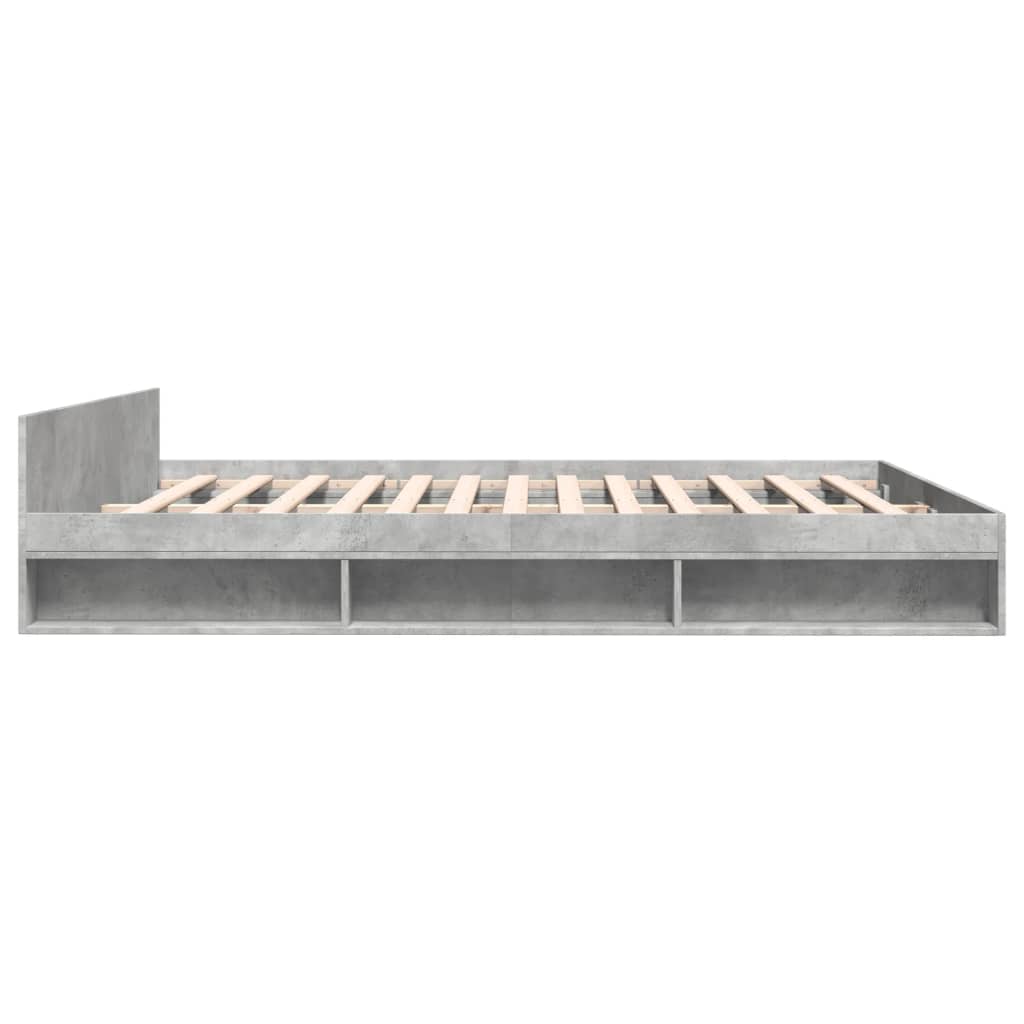 Bedframe met lades bewerkt hout betongrijs 200x200 cm is nu te koop bij PeponiXL, paradijselijk wonen!
