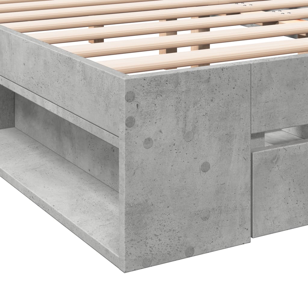 Bedframe met lades bewerkt hout betongrijs 200x200 cm is nu te koop bij PeponiXL, paradijselijk wonen!