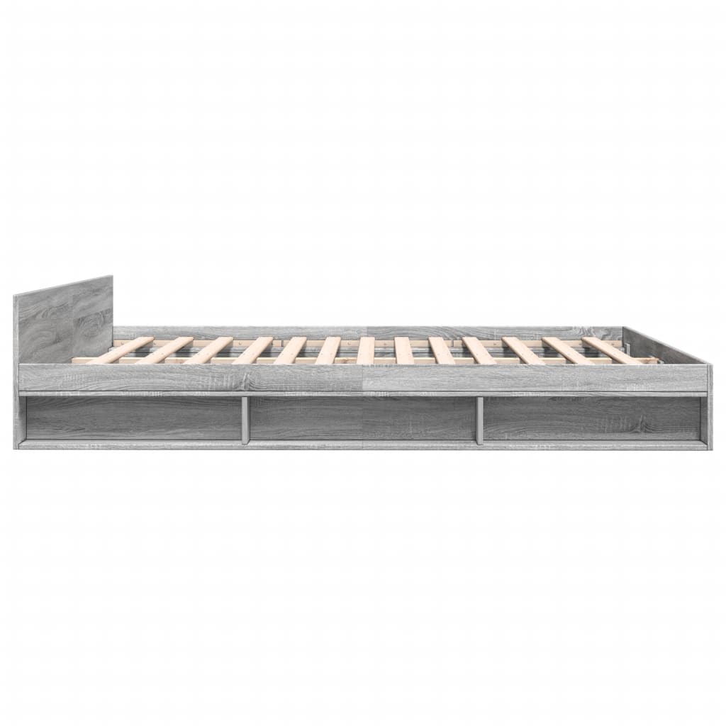 Bedframe met lades bewerkt hout grijs sonoma eiken 200x200 cm is nu te koop bij PeponiXL, paradijselijk wonen!