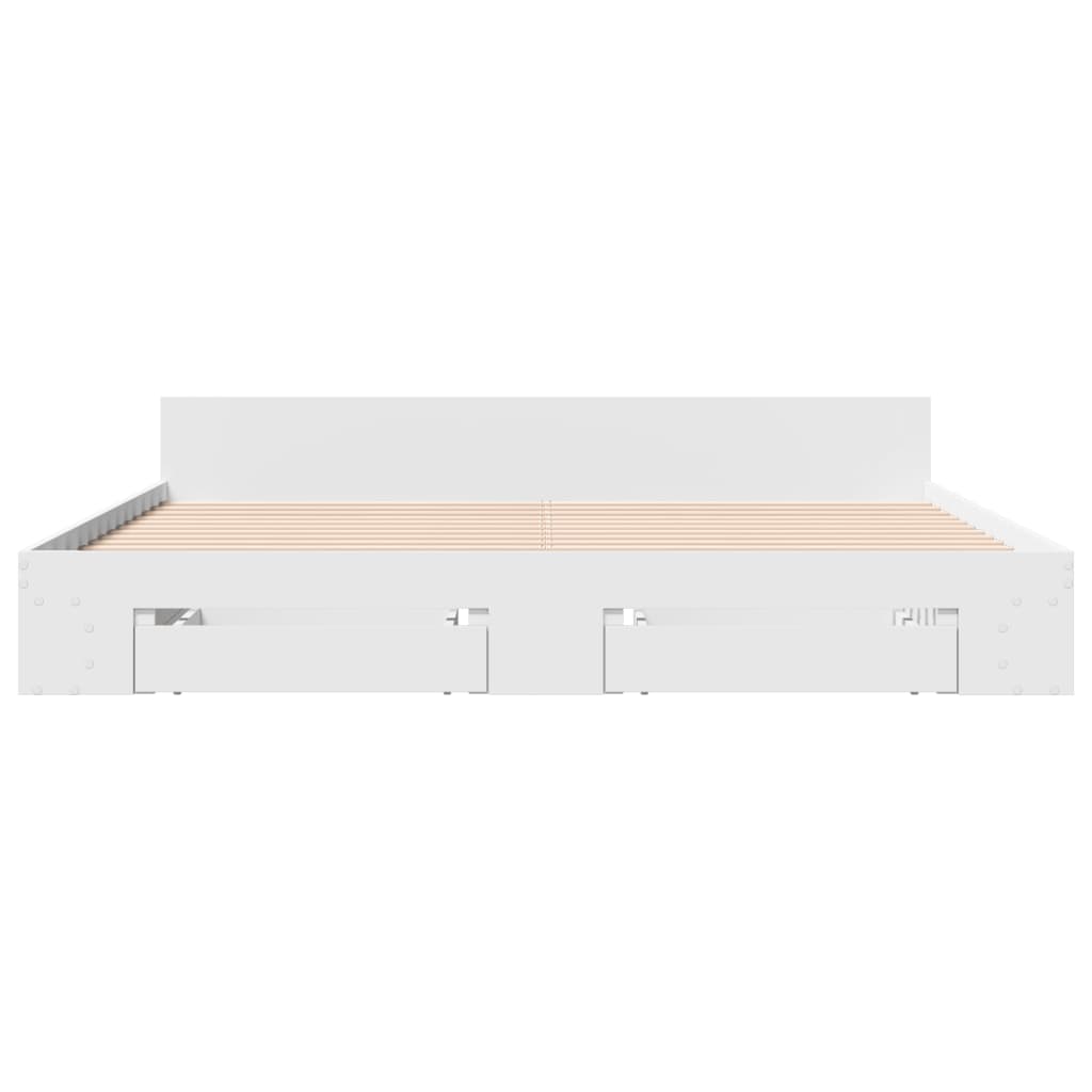 Bedframe met lades bewerkt hout wit 180x200 cm is nu te koop bij PeponiXL, paradijselijk wonen!