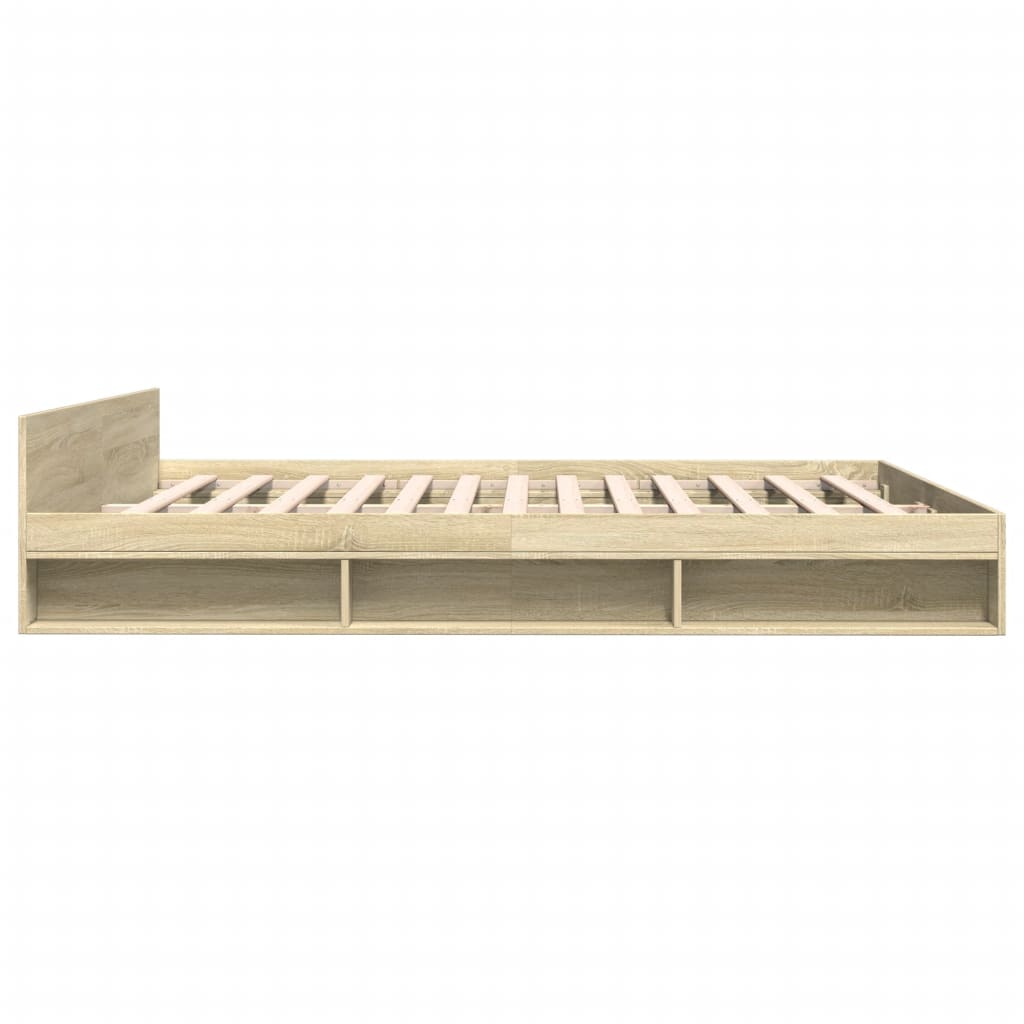 Bedframe met lades bewerkt hout sonoma eikenkleurig 180x200 cm is nu te koop bij PeponiXL, paradijselijk wonen!