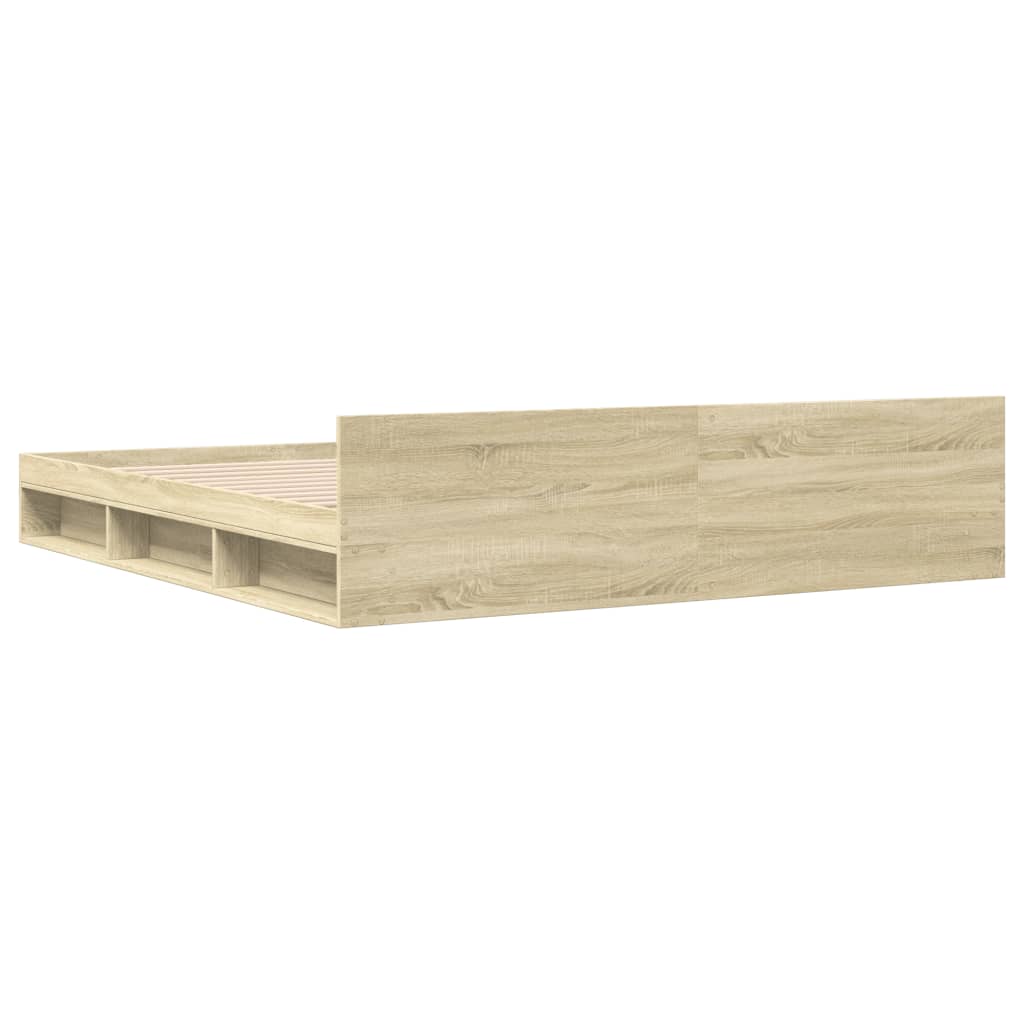 Bedframe met lades bewerkt hout sonoma eikenkleurig 180x200 cm is nu te koop bij PeponiXL, paradijselijk wonen!