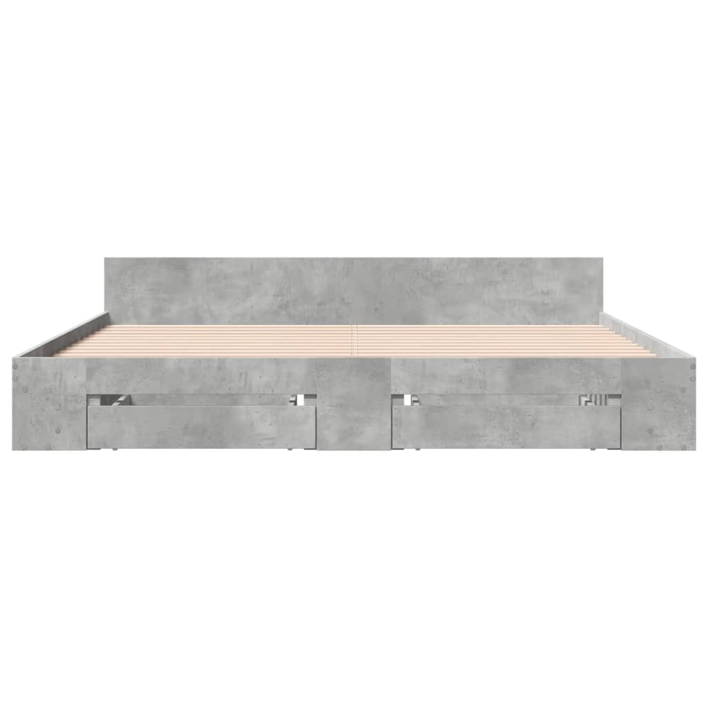 Bedframe met lades bewerkt hout betongrijs 180x200 cm is nu te koop bij PeponiXL, paradijselijk wonen!