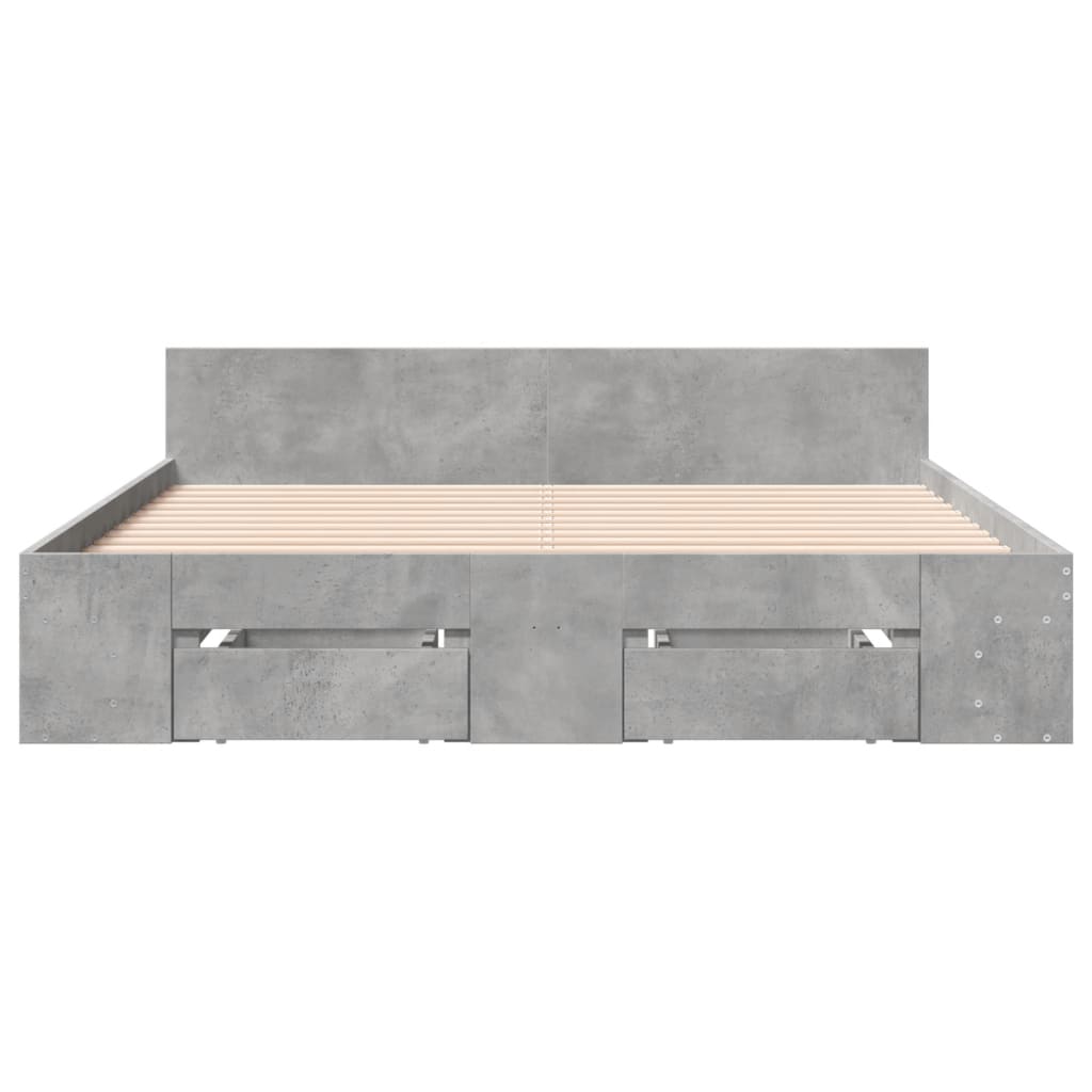 Bedframe met lades bewerkt hout betongrijs 160x200 cm is nu te koop bij PeponiXL, paradijselijk wonen!