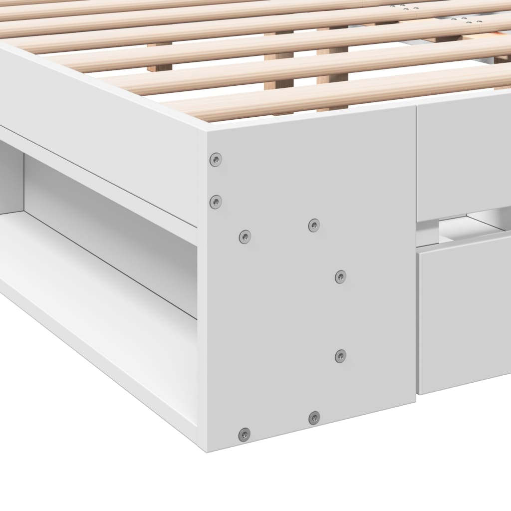 Bedframe met lades bewerkt hout wit 150x200 cm is nu te koop bij PeponiXL, paradijselijk wonen!