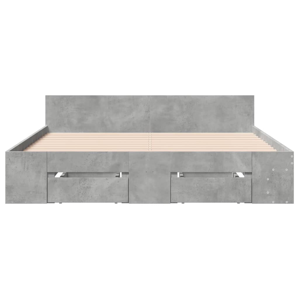 Bedframe met lades bewerkt hout betongrijs 140x200 cm is nu te koop bij PeponiXL, paradijselijk wonen!
