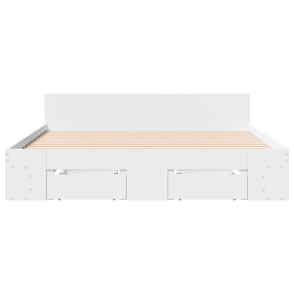 Bedframe met lades bewerkt hout wit 120x200 cm is nu te koop bij PeponiXL, paradijselijk wonen!