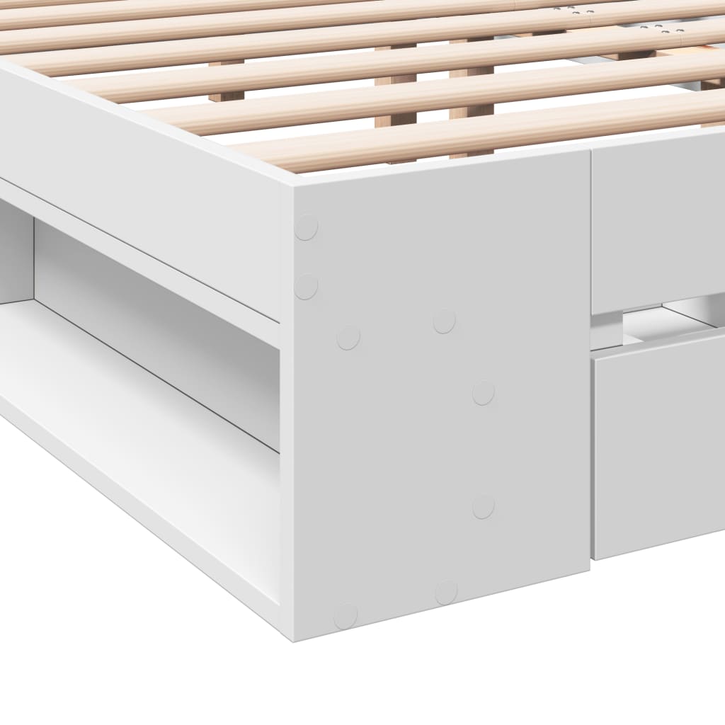 Bedframe met lades bewerkt hout wit 120x200 cm is nu te koop bij PeponiXL, paradijselijk wonen!