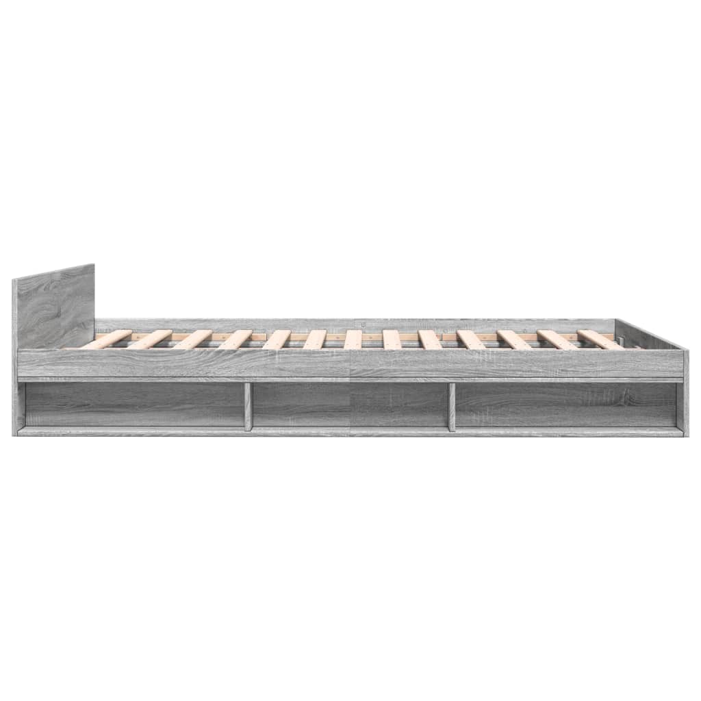 Bedframe met lades bewerkt hout grijs sonoma eiken 120x200 cm is nu te koop bij PeponiXL, paradijselijk wonen!