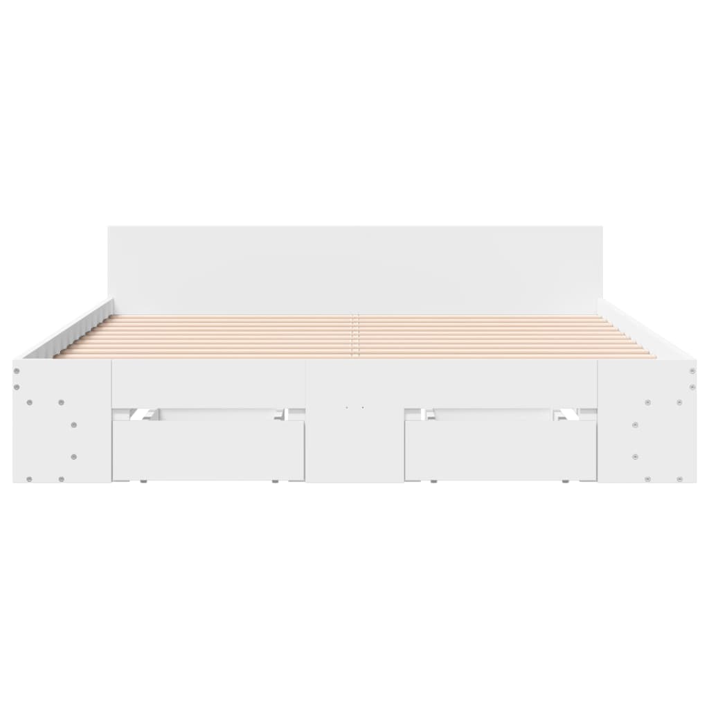 Bedframe met lades bewerkt hout wit 140x190 cm is nu te koop bij PeponiXL, paradijselijk wonen!
