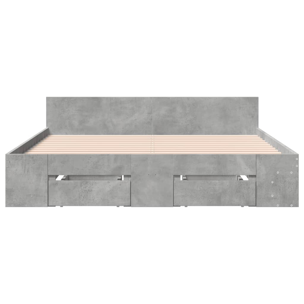 Bedframe met lades bewerkt hout betongrijs 140x190 cm is nu te koop bij PeponiXL, paradijselijk wonen!