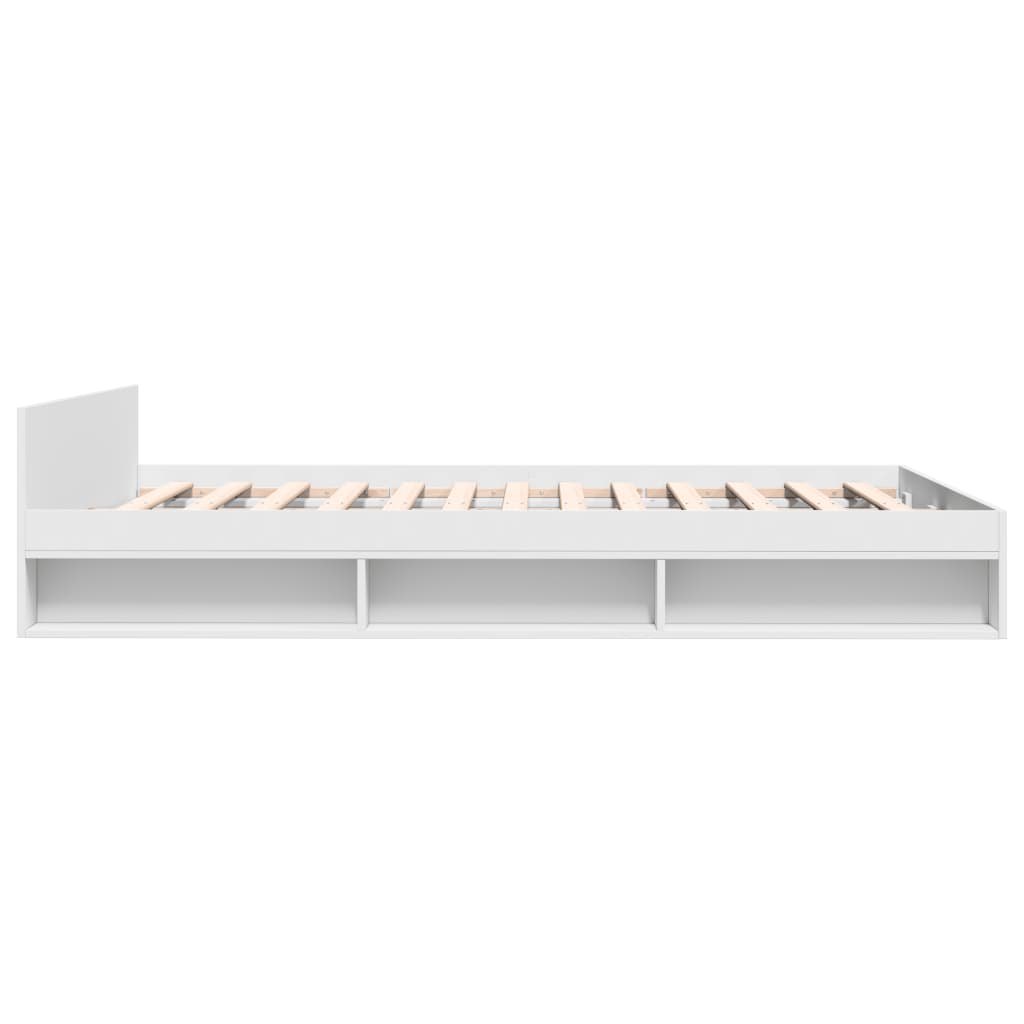 Bedframe met lades bewerkt hout wit 135x190 cm is nu te koop bij PeponiXL, paradijselijk wonen!