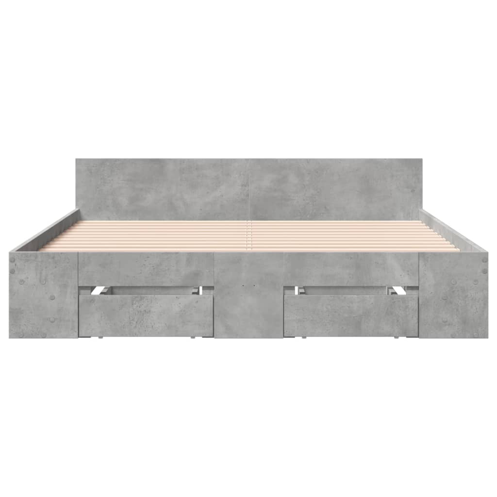 Bedframe met lades bewerkt hout betongrijs 135x190 cm is nu te koop bij PeponiXL, paradijselijk wonen!
