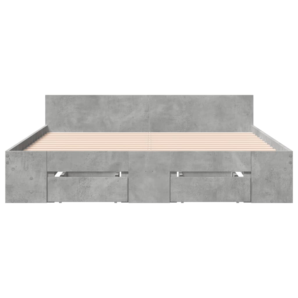 Bedframe met lades bewerkt hout betongrijs 120x190 cm is nu te koop bij PeponiXL, paradijselijk wonen!