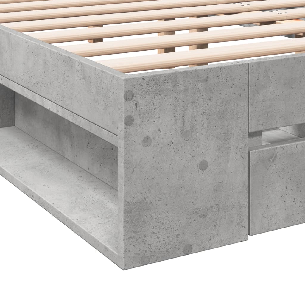Bedframe met lades bewerkt hout betongrijs 120x190 cm is nu te koop bij PeponiXL, paradijselijk wonen!