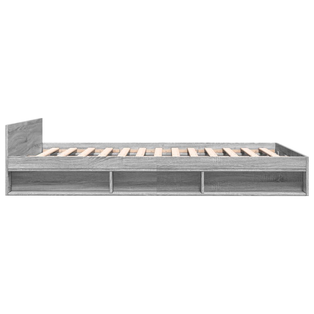 Bedframe met lades bewerkt hout grijs sonoma eiken 120x190 cm is nu te koop bij PeponiXL, paradijselijk wonen!
