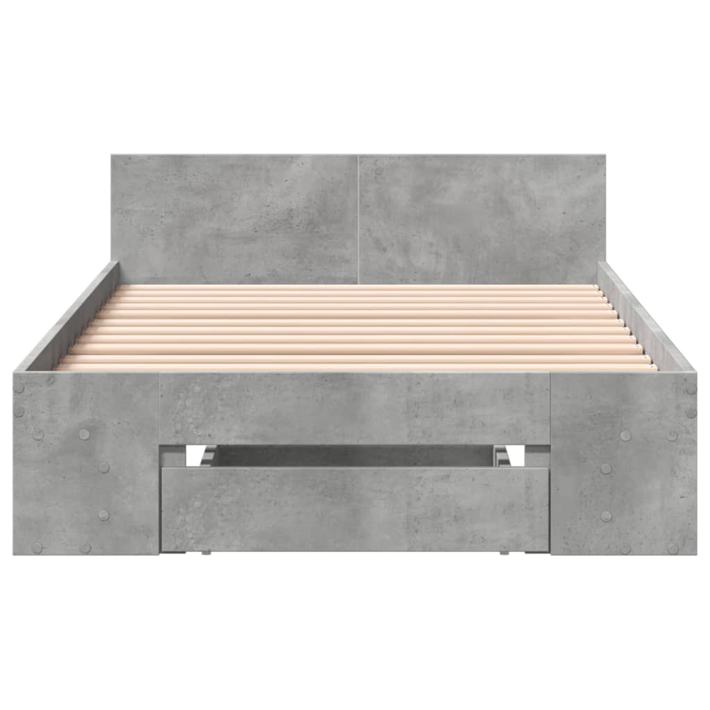 Bedframe met lade bewerkt hout betongrijs 90x190 cm is nu te koop bij PeponiXL, paradijselijk wonen!