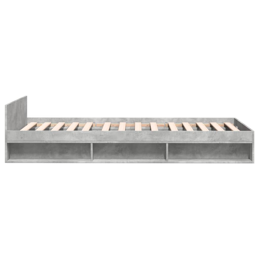Bedframe met lade bewerkt hout betongrijs 90x190 cm is nu te koop bij PeponiXL, paradijselijk wonen!