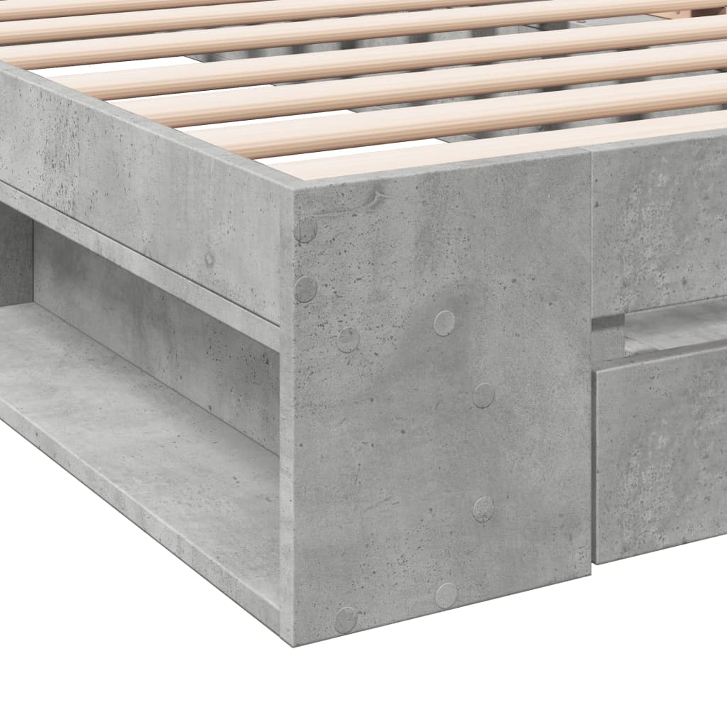 Bedframe met lade bewerkt hout betongrijs 90x190 cm is nu te koop bij PeponiXL, paradijselijk wonen!